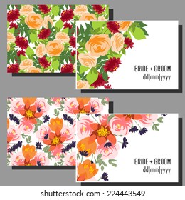 Set of invitations with floral background