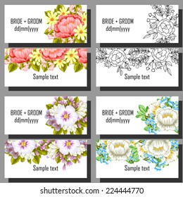 Set of invitations with floral background