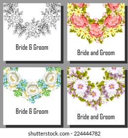 Set of invitations with floral background