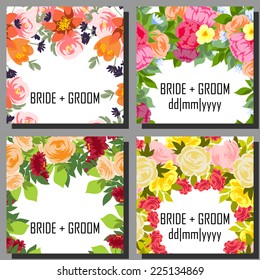 Set of invitations with floral background