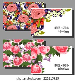 Set of invitations with floral background