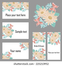Set of invitations with floral background