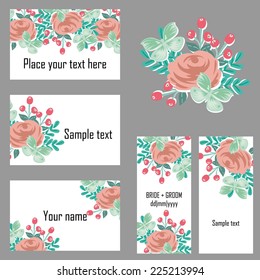 Set of invitations with floral background