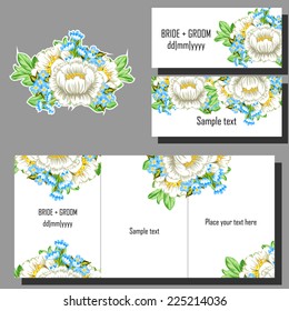 Set of invitations with floral background