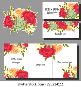 Set of invitations with floral background