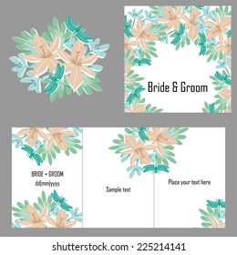 Set of invitations with floral background