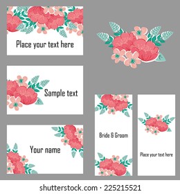 Set of invitations with floral background