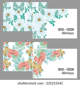 Set of invitations with floral background