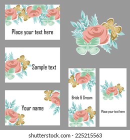 Set of invitations with floral background
