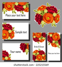 Set of invitations with floral background