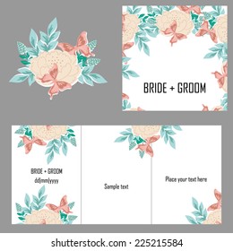 Set of invitations with floral background