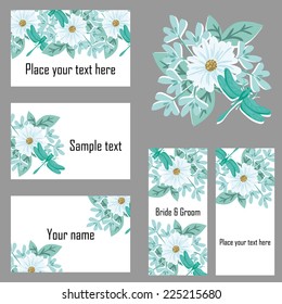 Set of invitations with floral background