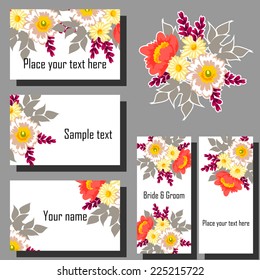 Set of invitations with floral background
