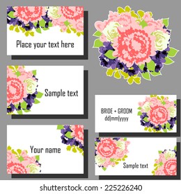 Set of invitations with floral background