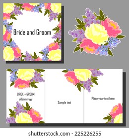 Set of invitations with floral background