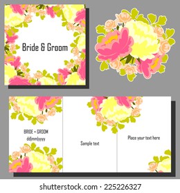 Set of invitations with floral background