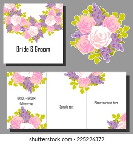 Set of invitations with floral background