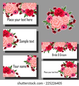 Set of invitations with floral background