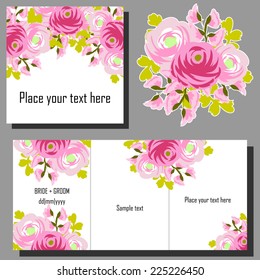 Set of invitations with floral background
