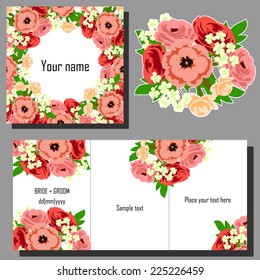 Set of invitations with floral background
