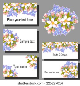 Set of invitations with floral background
