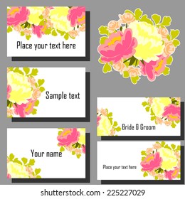 Set of invitations with floral background