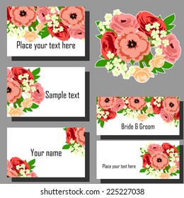 Set of invitations with floral background