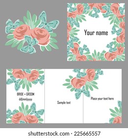 Set of invitations with floral background