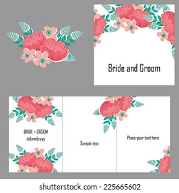 Set of invitations with floral background