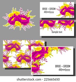 Set of invitations with floral background