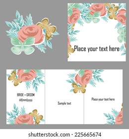 Set of invitations with floral background
