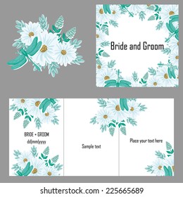 Set of invitations with floral background
