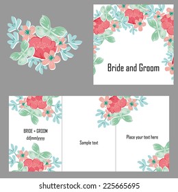 Set of invitations with floral background