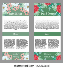 Set of invitations with floral background