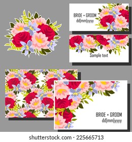 Set of invitations with floral background