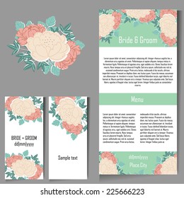 Set of invitations with floral background