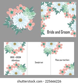 Set of invitations with floral background