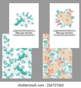 Set of invitations with floral background
