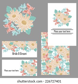 Set of invitations with floral background