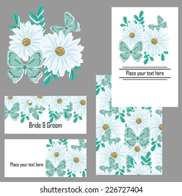 Set of invitations with floral background