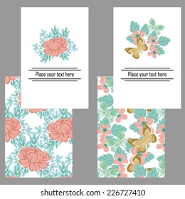 Set of invitations with floral background