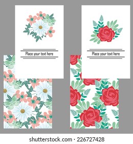 Set of invitations with floral background