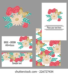 Set of invitations with floral background