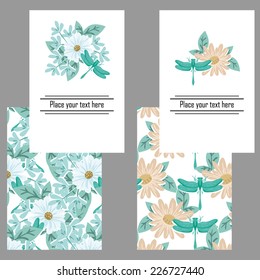 Set of invitations with floral background