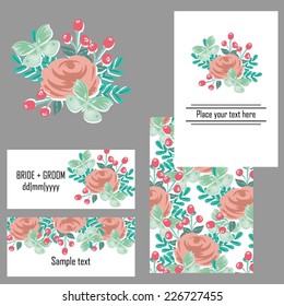 Set of invitations with floral background
