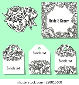 Set of invitations with floral background