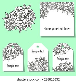 Set of invitations with floral background