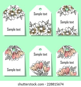 Set of invitations with floral background