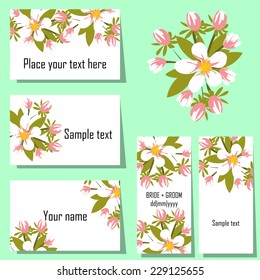Set of invitations with floral background