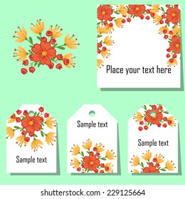 Set of invitations with floral background